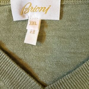 Genuine Brioni mens silk & linen sweater XXL v-neck Sage Green couture
